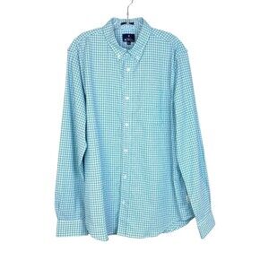 Ben Sherman The Original Button Down Shirt Size L Blue Green Plaid Stretch